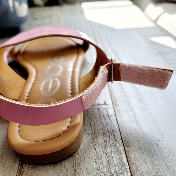 Girl's Size 4 Bebe Girls Pink Chunky Glitter Sparkle Sandals Ankle Strap - Picture 5 of 13